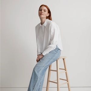 Madewell Signature Poplin Hartfield Crop Shirt sz M NL629
